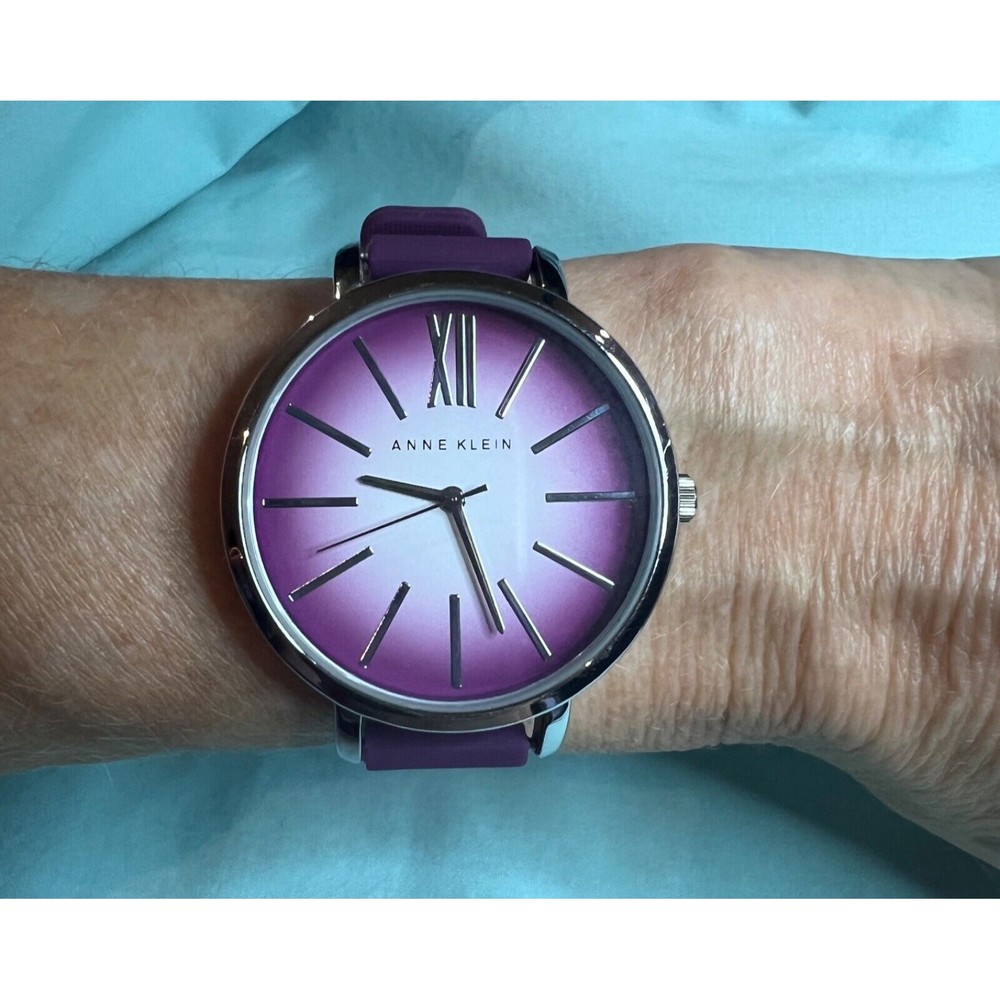 Anne Klein large face round purple gradient ladies watch new band new battery